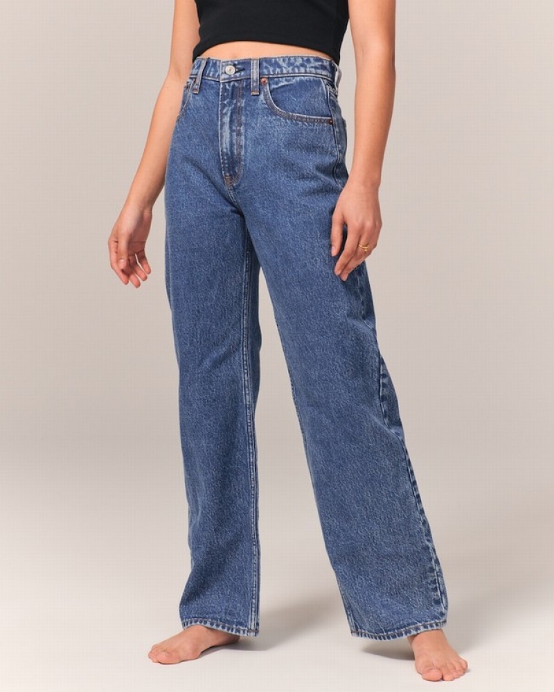 Abercrombie High Rise Loose Jeans Dam Blå  | 2897-EWJQS