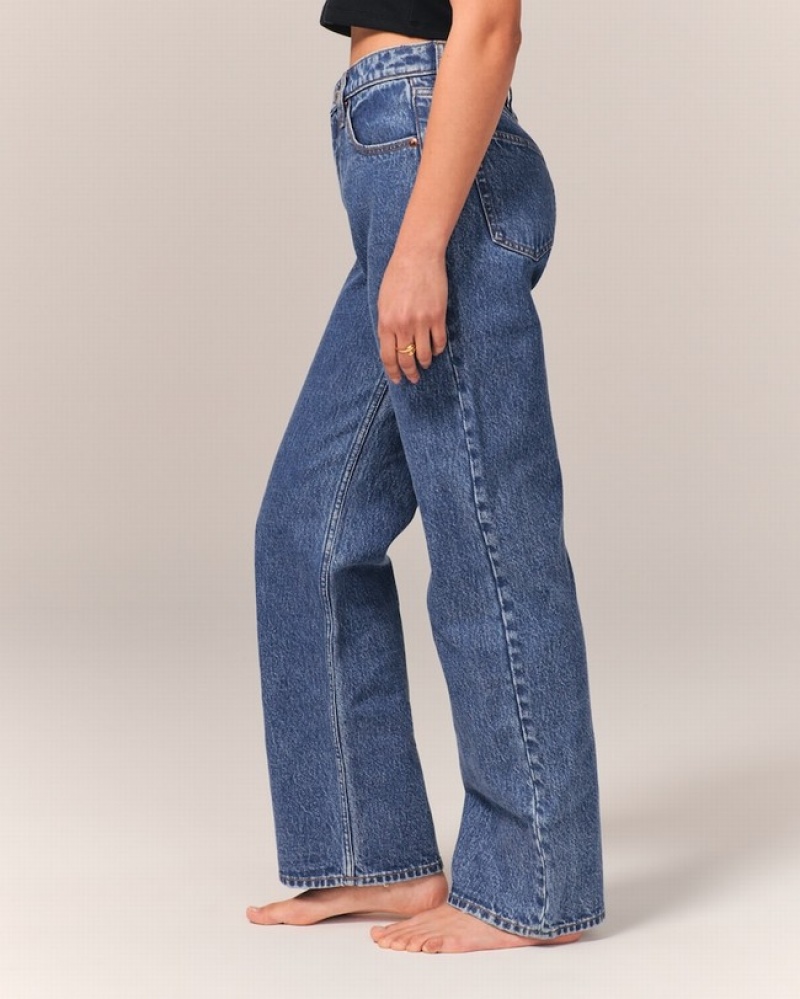 Abercrombie High Rise Loose Jeans Dam Blå  | 2897-EWJQS