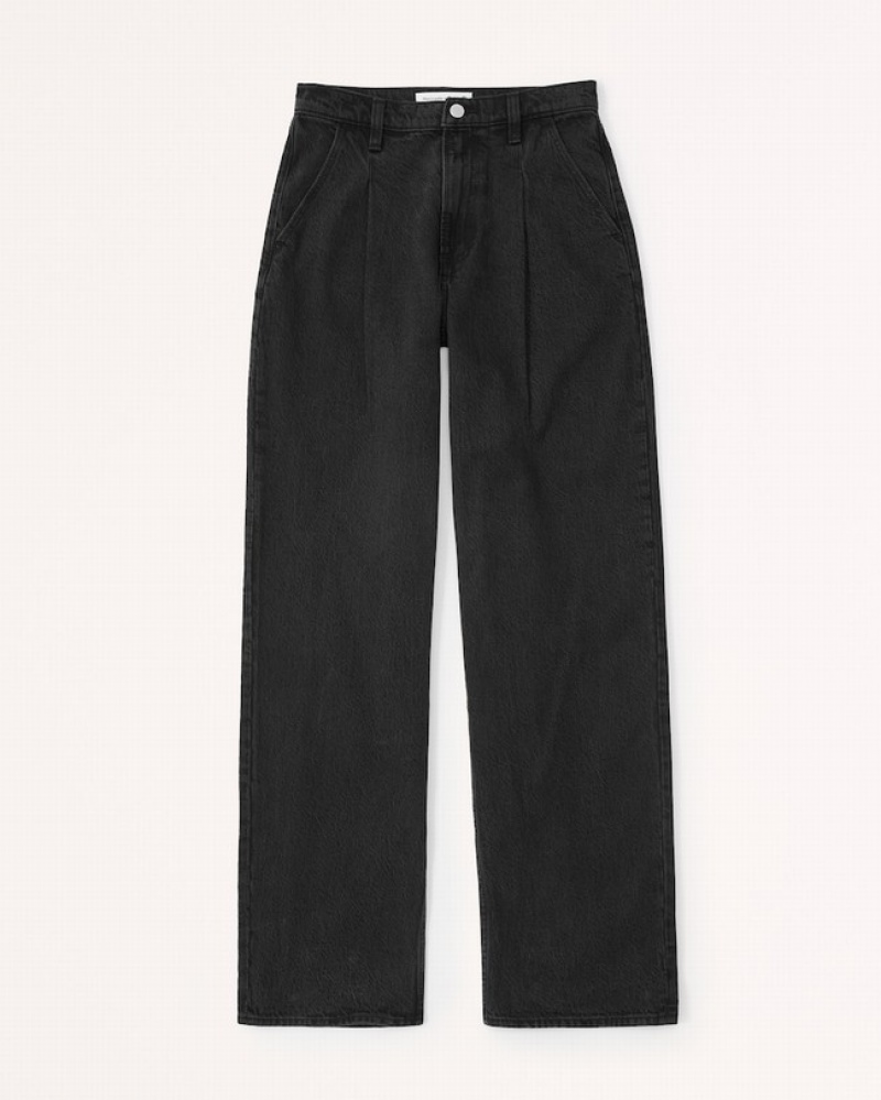 Abercrombie High Rise Loose Jeans Dam Svarta  | 9641-NDHXK