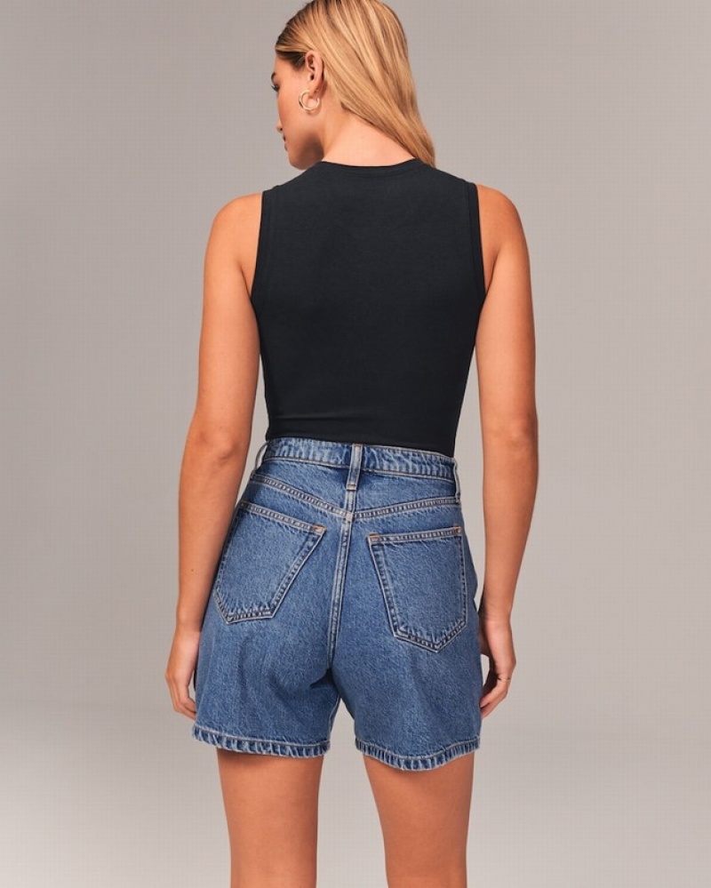 Abercrombie High Rise Loose Shorts Dam Blå  | 1930-KXBWL