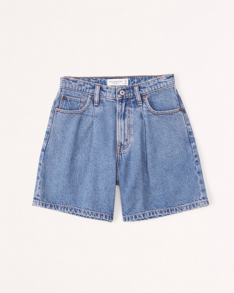 Abercrombie High Rise Loose Shorts Dam Blå  | 1930-KXBWL