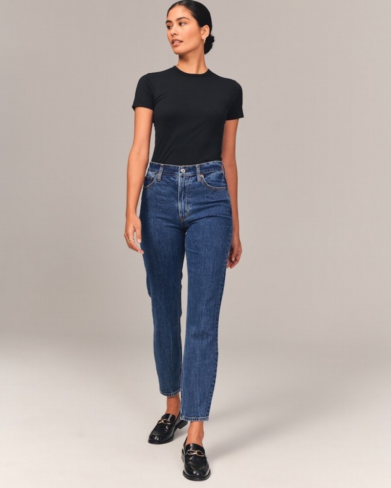 Abercrombie High Rise Mom Jeans Dam Blå  | 1925-FYEVH