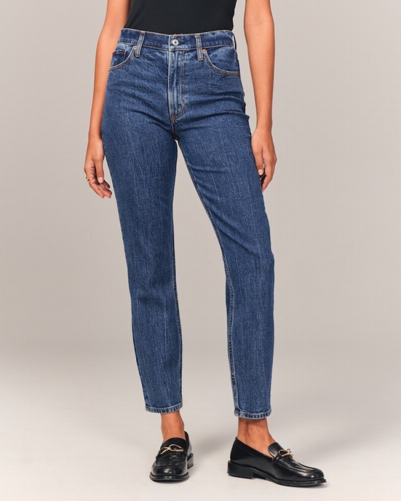 Abercrombie High Rise Mom Jeans Dam Blå  | 1925-FYEVH