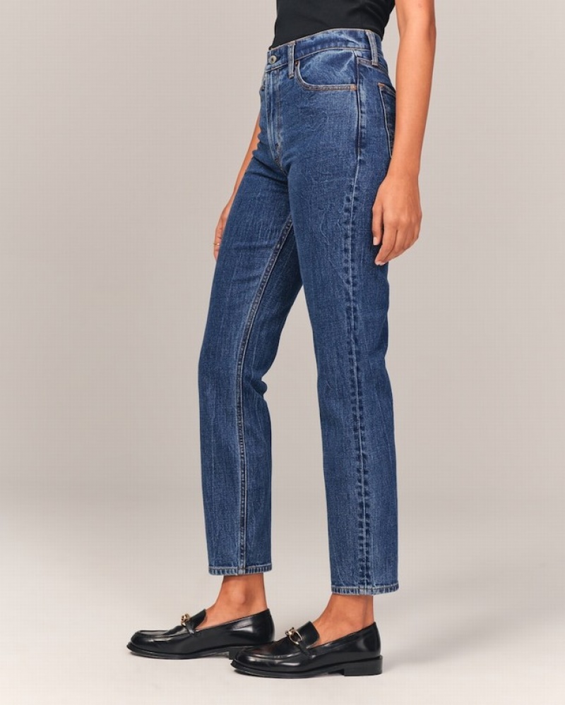 Abercrombie High Rise Mom Jeans Dam Blå  | 1925-FYEVH