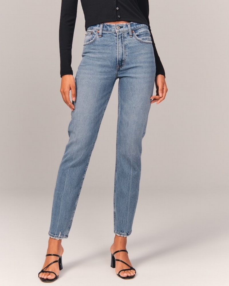 Abercrombie High Rise Mom Jeans Dam Blå  | 7465-HWMDO