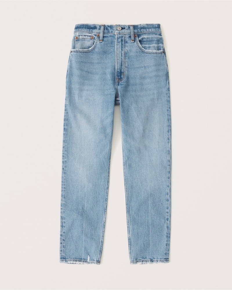 Abercrombie High Rise Mom Jeans Dam Blå  | 7465-HWMDO