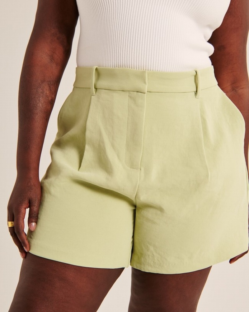 Abercrombie High Rise Premium Crepe Tailored Shorts Dam LjusGröna  | 0378-NLRSJ