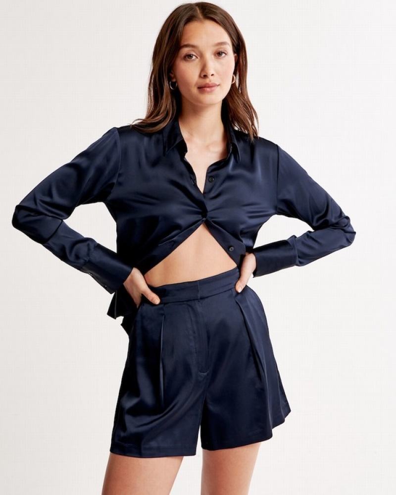 Abercrombie High Rise Satin Pull-on Set Dam Marinblå  | 0785-YJRNF