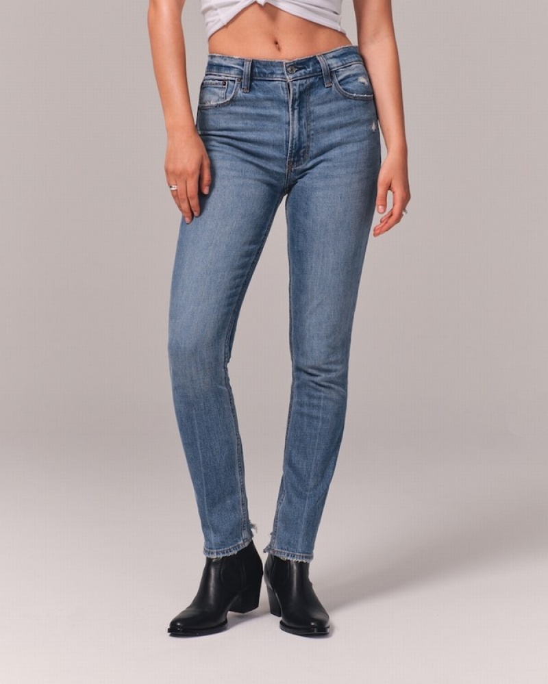 Abercrombie High Rise Skinny Jeans Dam Blå  | 9305-QLZDB