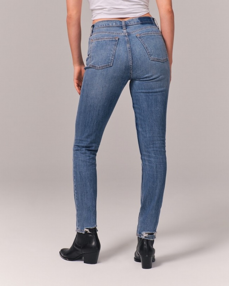 Abercrombie High Rise Skinny Jeans Dam Blå  | 9305-QLZDB