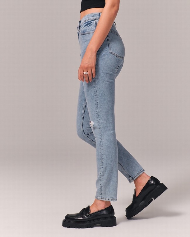 Abercrombie High Rise Skinny Jeans Dam Blå  | 9741-XOPNE