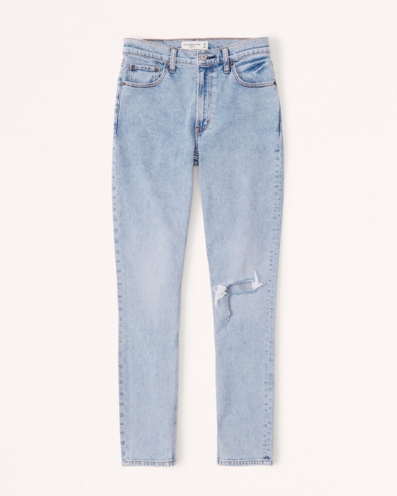 Abercrombie High Rise Skinny Jeans Dam Blå  | 9741-XOPNE