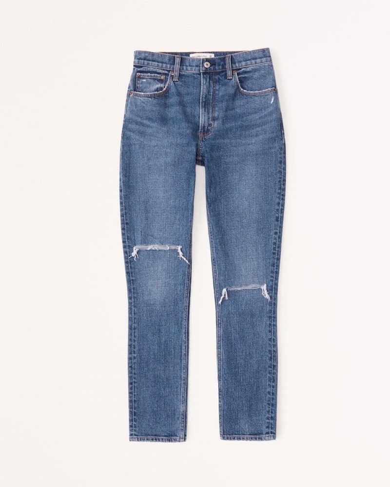 Abercrombie High Rise Skinny Jeans Dam Blå  | 8697-TLEHR