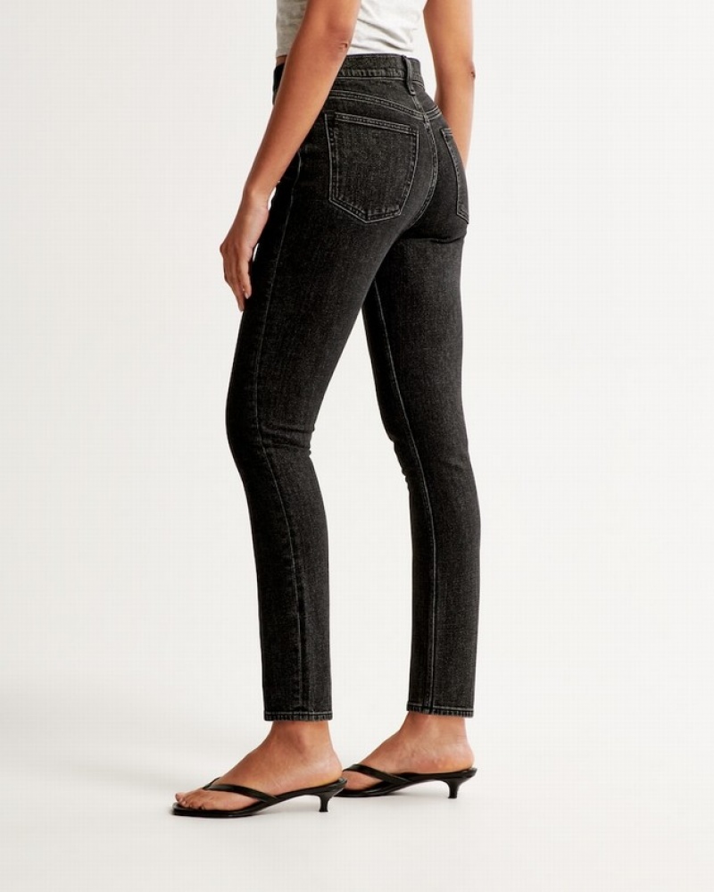 Abercrombie High Rise Skinny Jeans Dam Svarta  | 9725-YRBIE