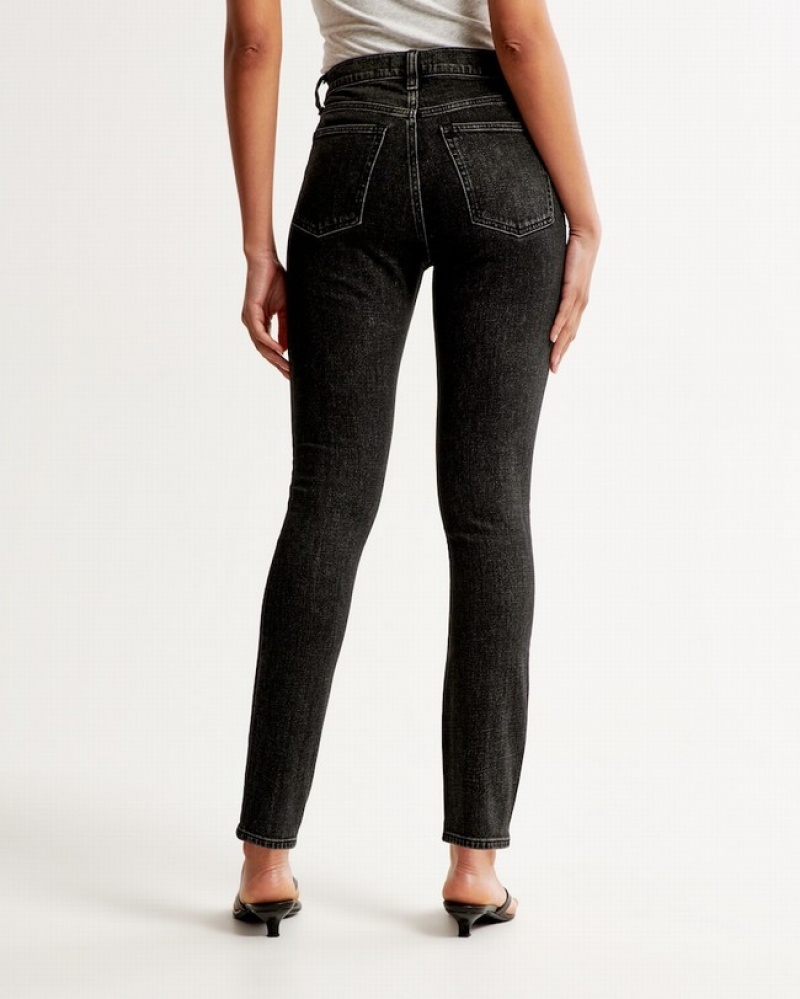 Abercrombie High Rise Skinny Jeans Dam Svarta  | 9725-YRBIE