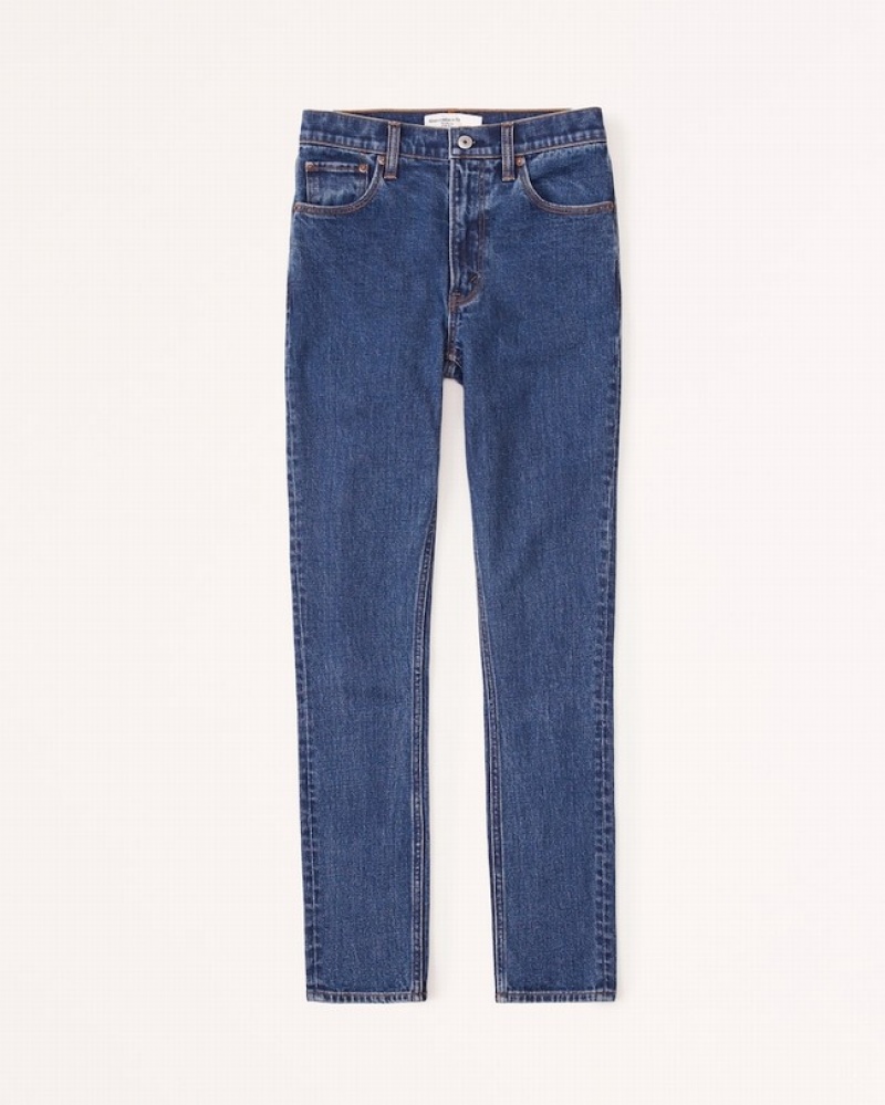 Abercrombie High Rise Skinny Jeans Dam Marinblå  | 7508-SHKMV