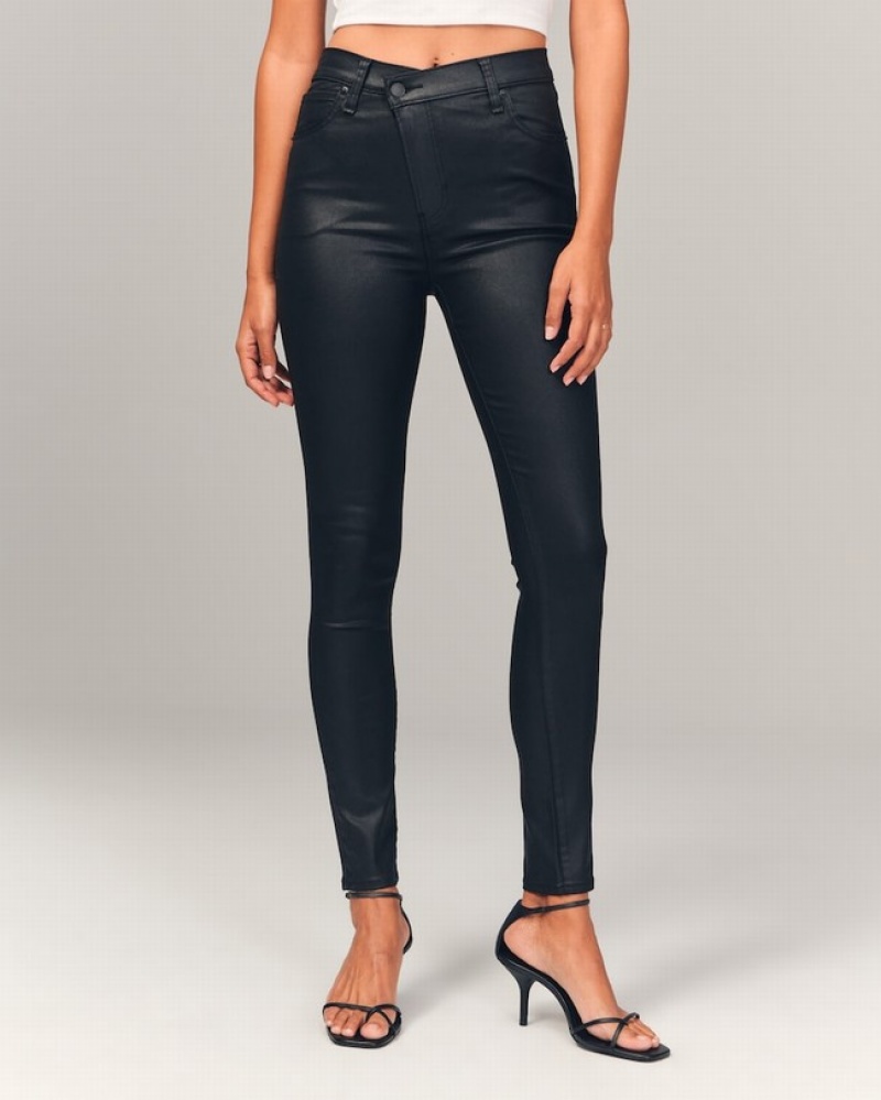 Abercrombie High Rise Super Skinny Ankle Jeans Dam Svarta  | 9156-MDNJT