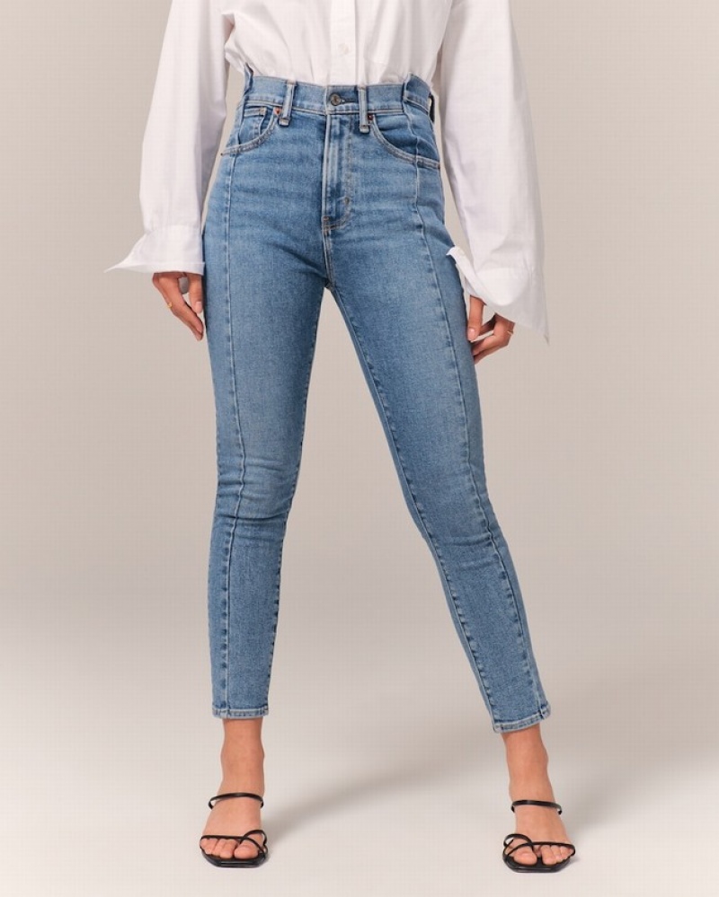 Abercrombie High Rise Super Skinny Ankle Jeans Dam Blå  | 5130-ECVZA