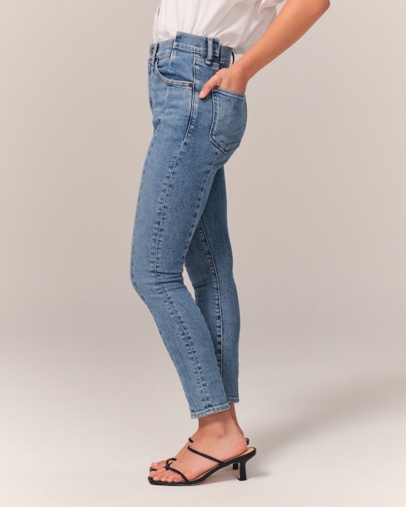 Abercrombie High Rise Super Skinny Ankle Jeans Dam Blå  | 5130-ECVZA