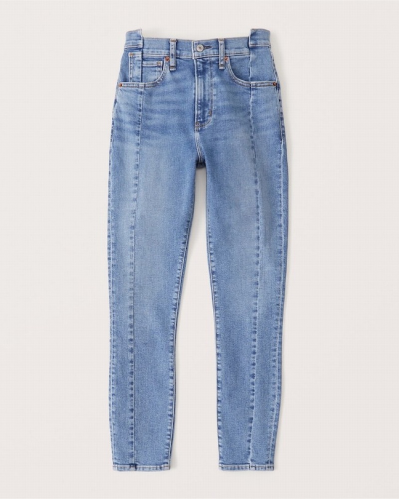 Abercrombie High Rise Super Skinny Ankle Jeans Dam Blå  | 5130-ECVZA