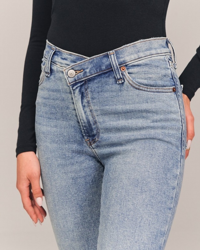 Abercrombie High Rise Super Skinny Ankle Jeans Dam Blå  | 6342-KRIXS