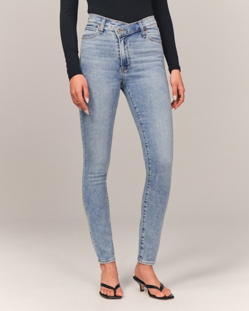 Abercrombie High Rise Super Skinny Ankle Jeans Dam Blå  | 6342-KRIXS