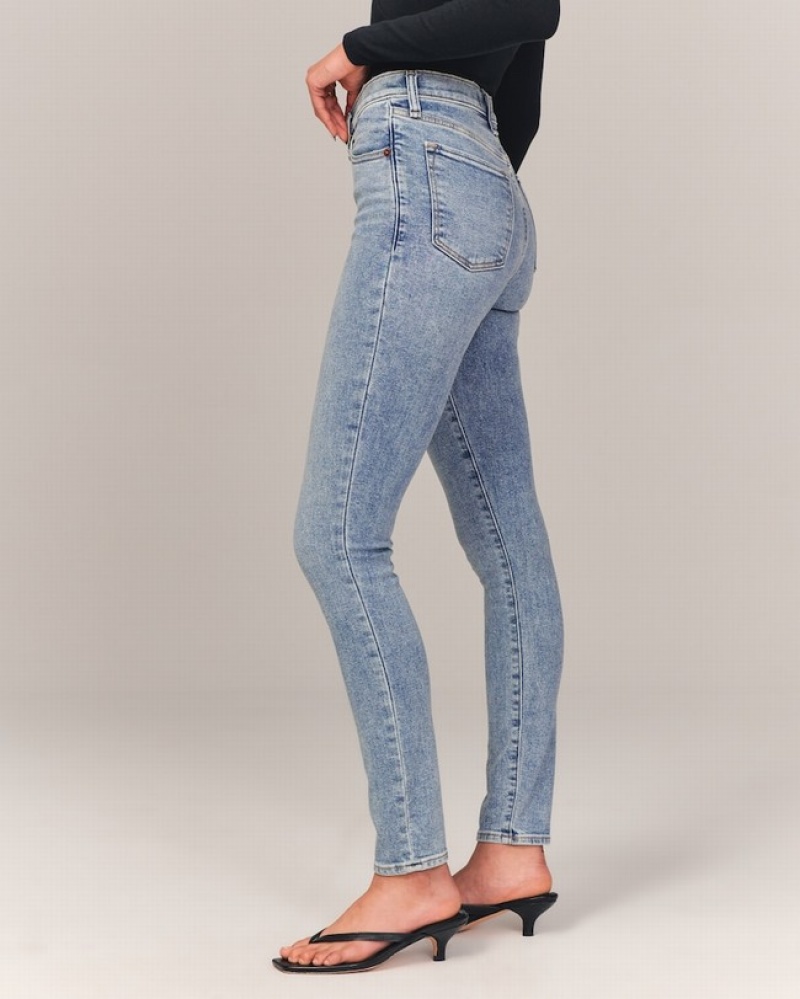 Abercrombie High Rise Super Skinny Ankle Jeans Dam Blå  | 6342-KRIXS