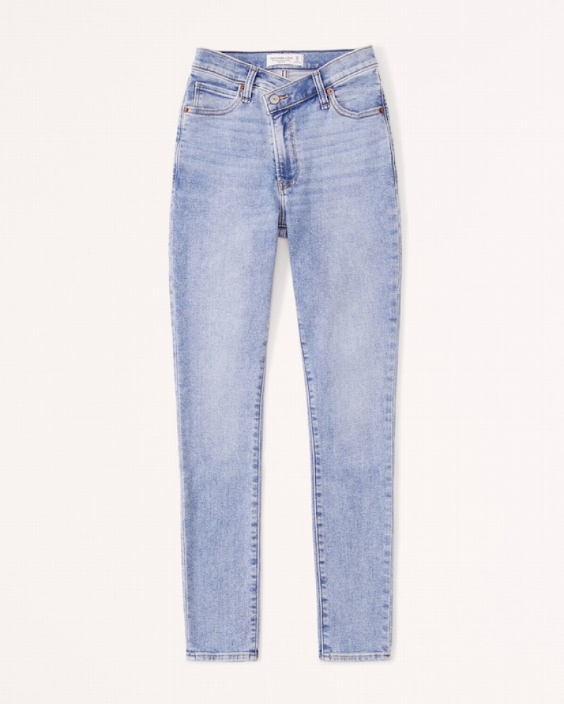 Abercrombie High Rise Super Skinny Ankle Jeans Dam Blå  | 6342-KRIXS