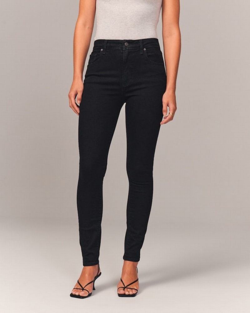 Abercrombie High Rise Super Skinny Ankle Jeans Dam Svarta  | 2165-ZBYTC