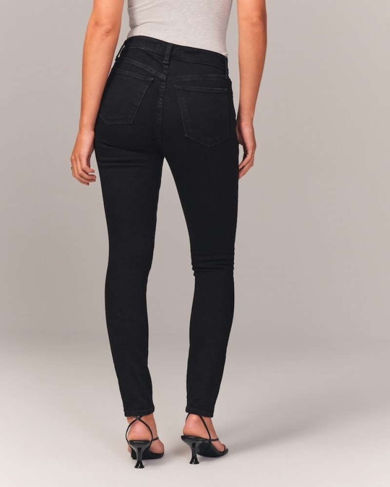 Abercrombie High Rise Super Skinny Ankle Jeans Dam Svarta  | 2165-ZBYTC