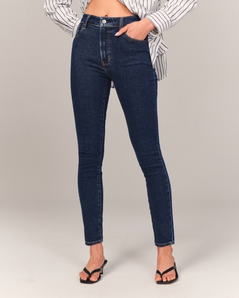 Abercrombie High Rise Super Skinny Ankle Jeans Dam Marinblå  | 2541-BRIFT