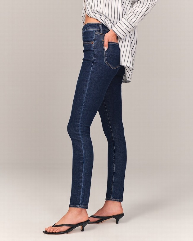 Abercrombie High Rise Super Skinny Ankle Jeans Dam Marinblå  | 2541-BRIFT