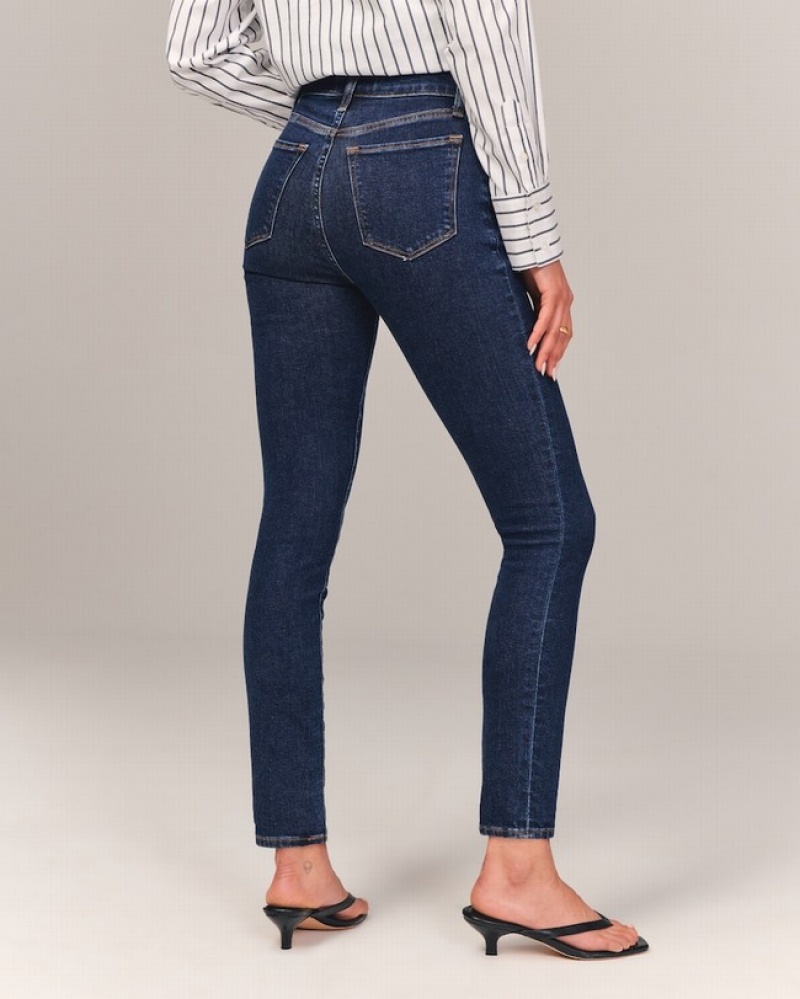 Abercrombie High Rise Super Skinny Ankle Jeans Dam Marinblå  | 2541-BRIFT