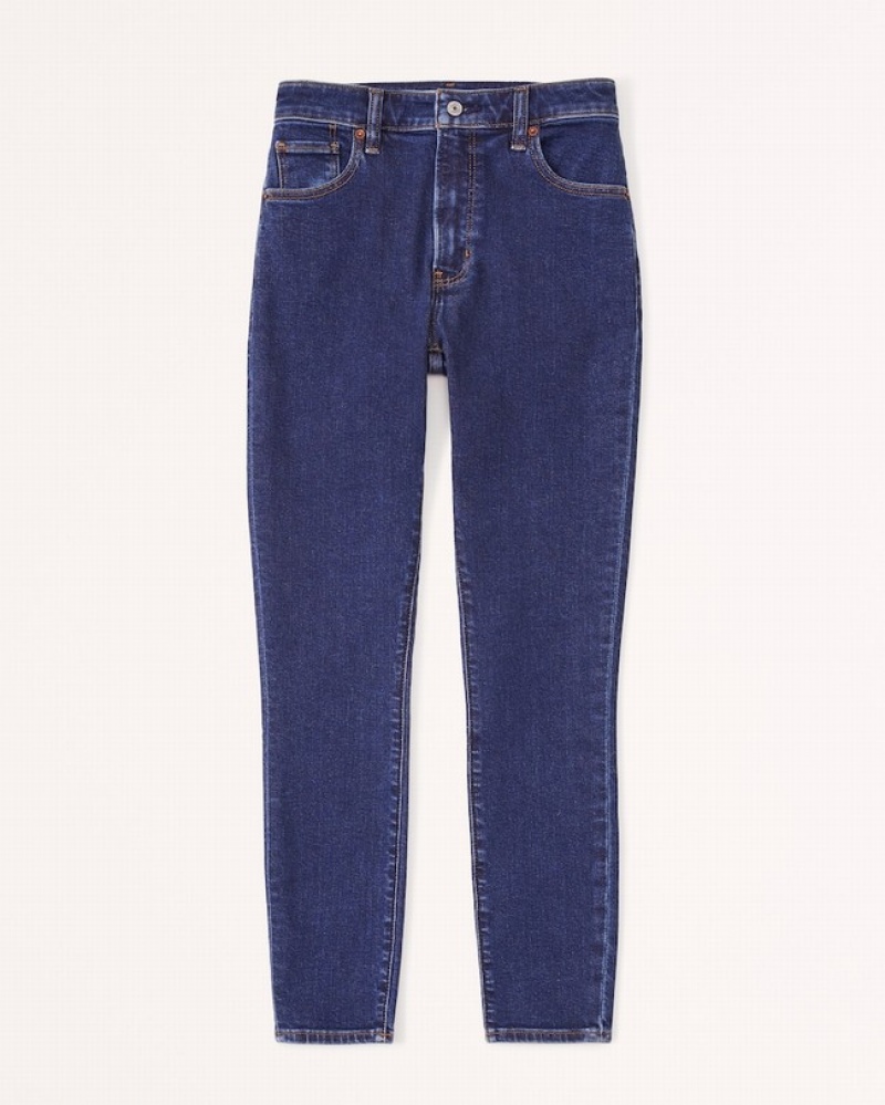 Abercrombie High Rise Super Skinny Ankle Jeans Dam Marinblå  | 2541-BRIFT