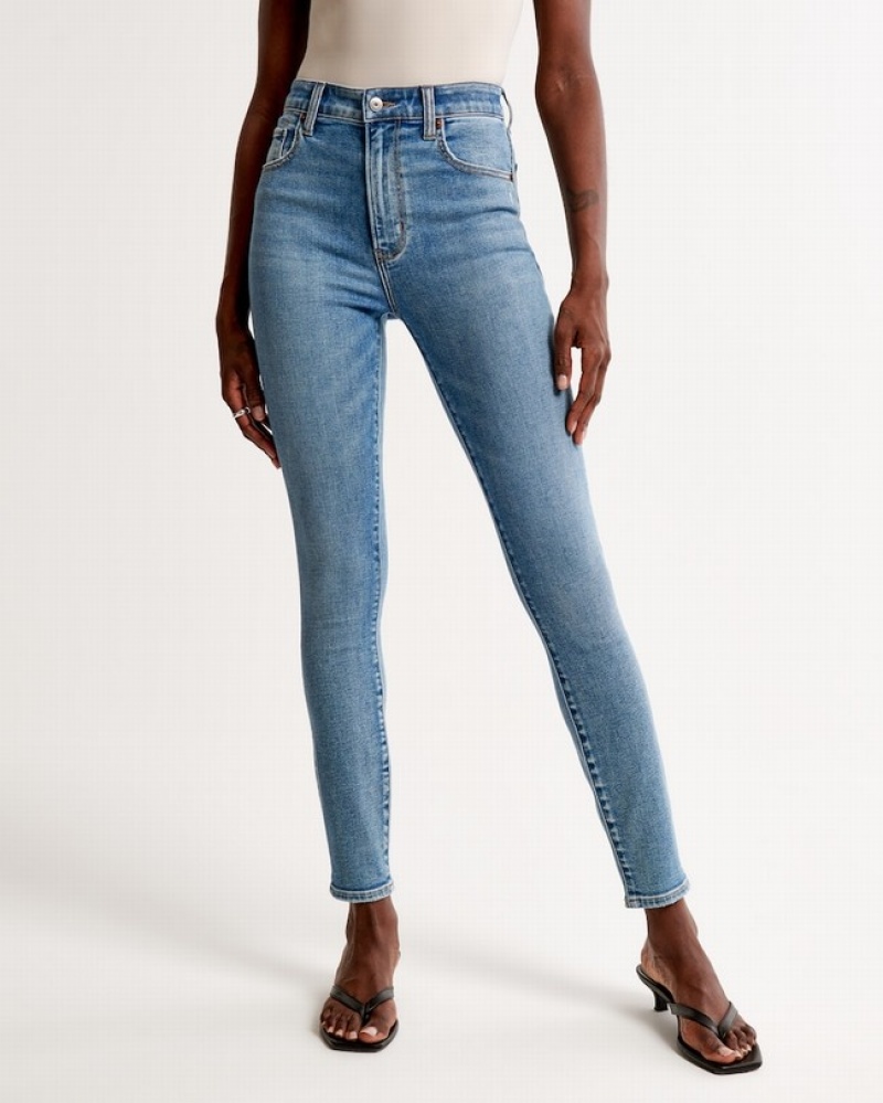 Abercrombie High Rise Super Skinny Ankle Jeans Dam Blå  | 6304-OZKVP