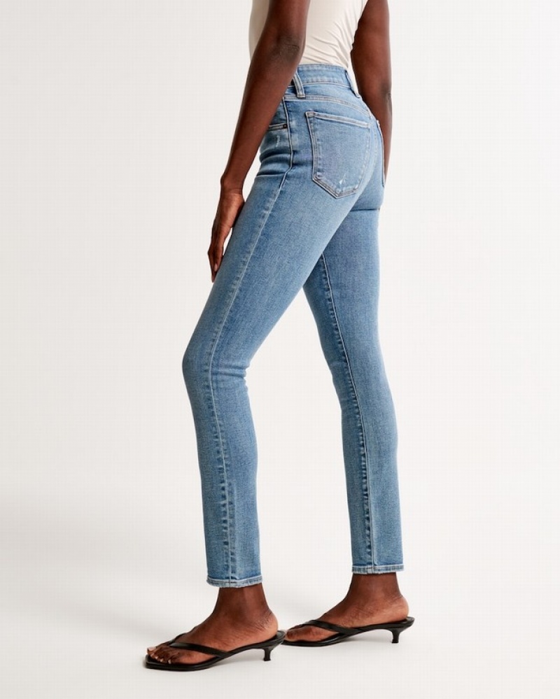 Abercrombie High Rise Super Skinny Ankle Jeans Dam Blå  | 6304-OZKVP