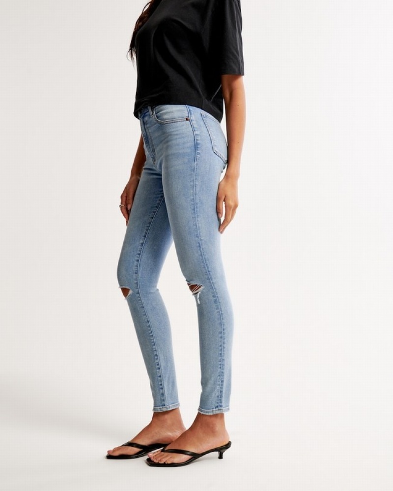 Abercrombie High Rise Super Skinny Ankle Jeans Dam Blå  | 8402-DQPMA