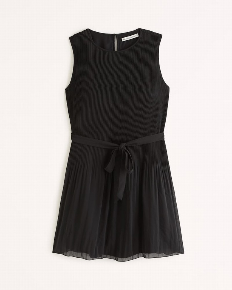 Abercrombie High-neck Plisse Mini Klänning Dam Svarta  | 7106-DUCTY