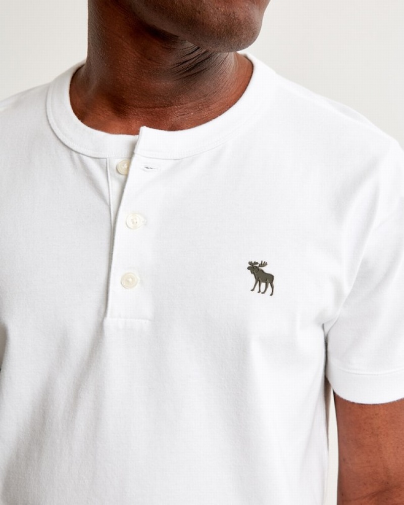 Abercrombie Icon Henley T-shirt Herr Vita  | 6218-OPJMS