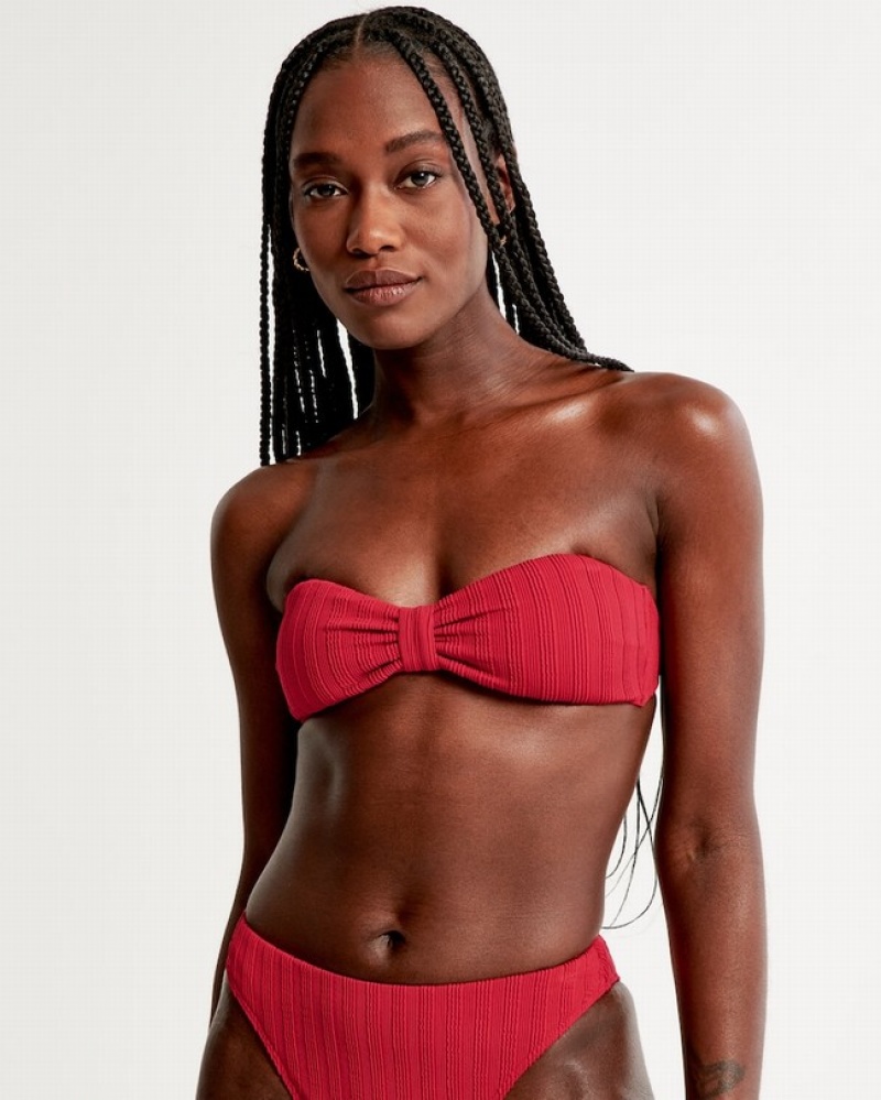 Abercrombie Knot-front Bandeau Badkläder Dam Röda  | 1057-INOAX