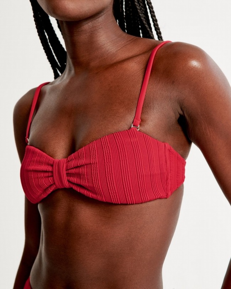 Abercrombie Knot-front Bandeau Badkläder Dam Röda  | 1057-INOAX