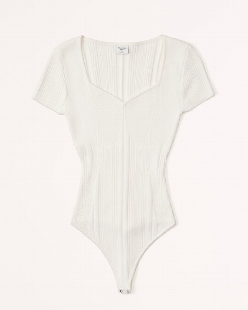 Abercrombie Korta-sleeve Sweetheart Bodysuit Dam Grädde  | 1687-OZDER