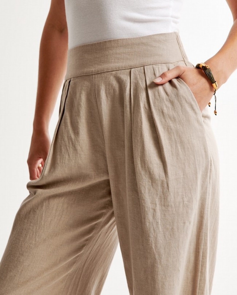 Abercrombie Linen-blend Ultra Wide-leg Byxor Dam Bruna  | 2437-QZBIJ