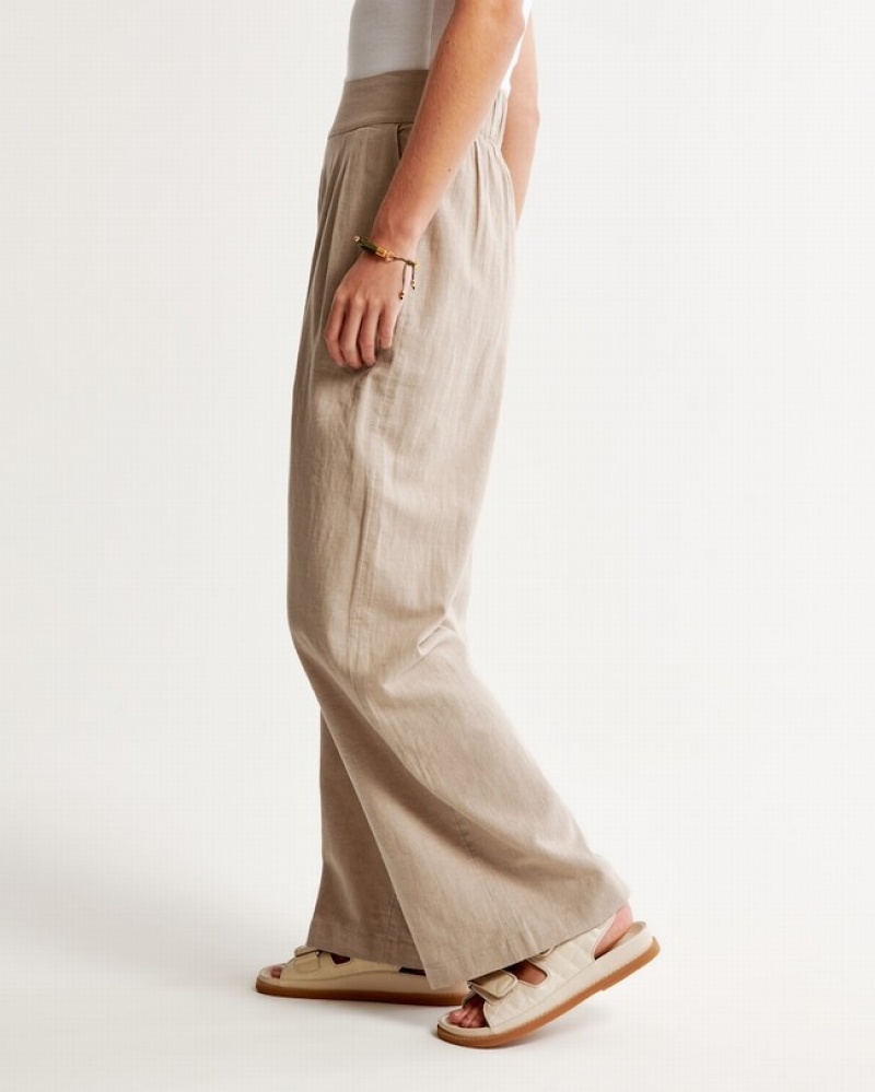 Abercrombie Linen-blend Ultra Wide-leg Byxor Dam Bruna  | 2437-QZBIJ