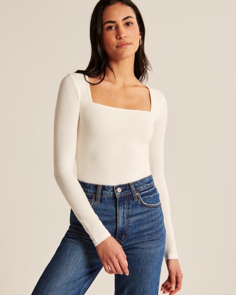 Abercrombie Long-sleeve Cozy Squareneck Bodysuit Dam Vita  | 8132-SODUH