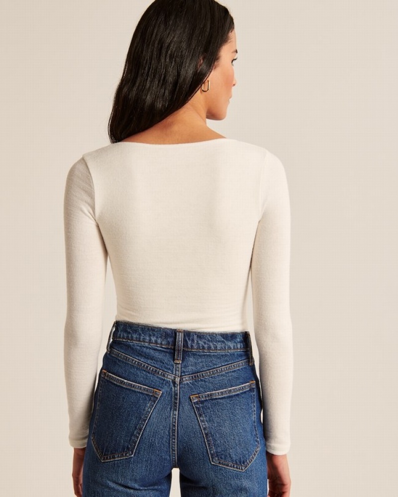 Abercrombie Long-sleeve Cozy Squareneck Bodysuit Dam Vita  | 8132-SODUH