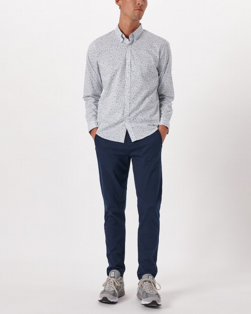 Abercrombie Long-sleeve Performance Button-up Skjorta Herr Vita  | 0497-XJZTE