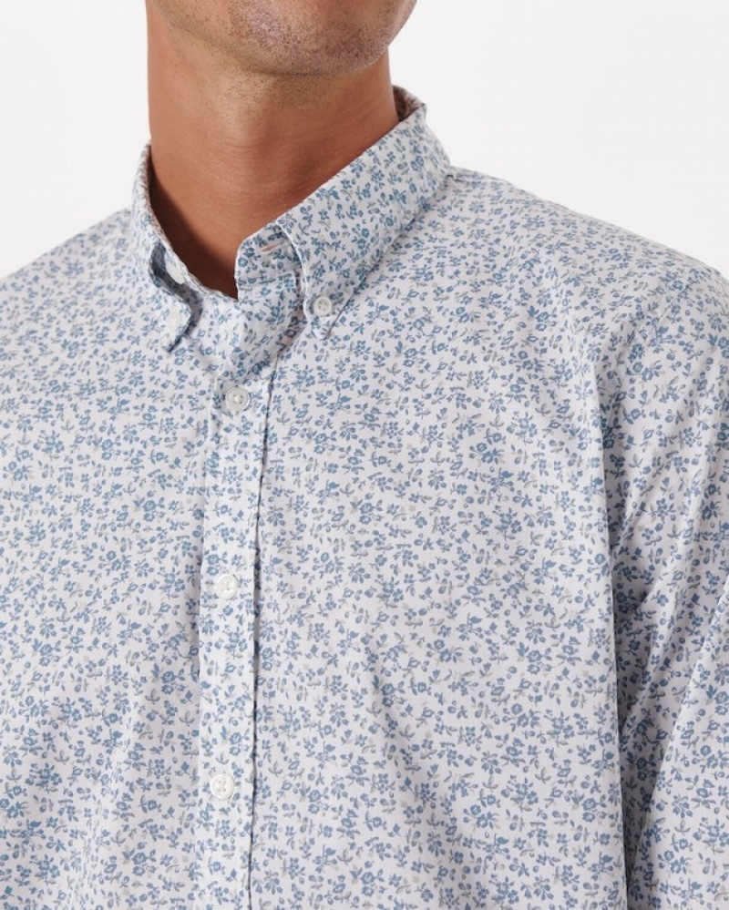 Abercrombie Long-sleeve Performance Button-up Skjorta Herr Vita  | 0497-XJZTE