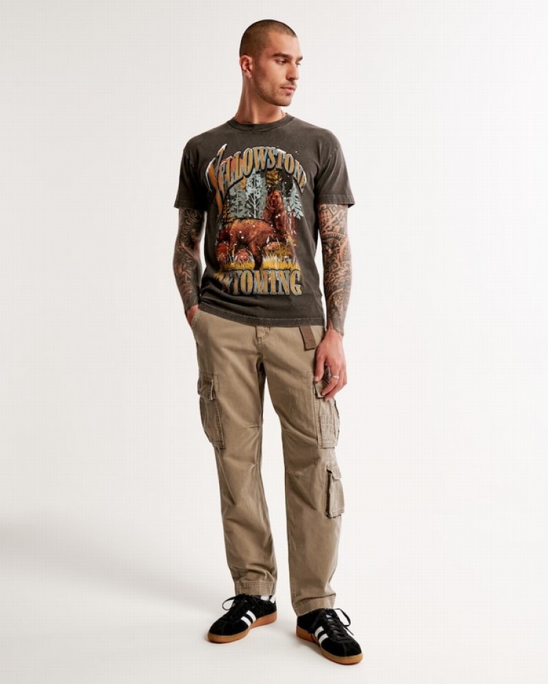 Abercrombie Loose Utility Cargo Byxor Herr LjusKhaki  | 1786-RUSPN