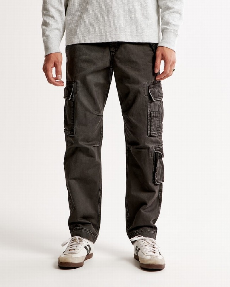 Abercrombie Loose Utility Cargo Byxor Herr Svarta Tvätt  | 3129-XJCDA